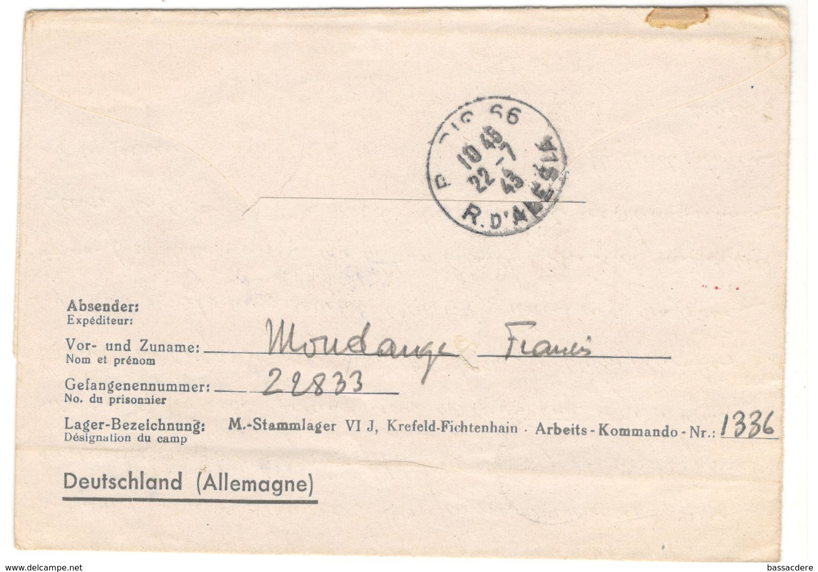 17052 - STALAG  VI J FICHTENHEIM - 2. Weltkrieg 1939-1945