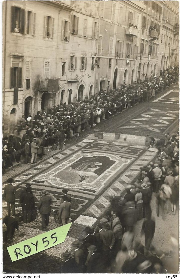 Lazio-roma-genzano Di Roma Veduta Infiorata Animatissima Anni 30 ( Cartolina Postale/f.piccolo/ Tipo Foto/vedi Retro) - Altri & Non Classificati