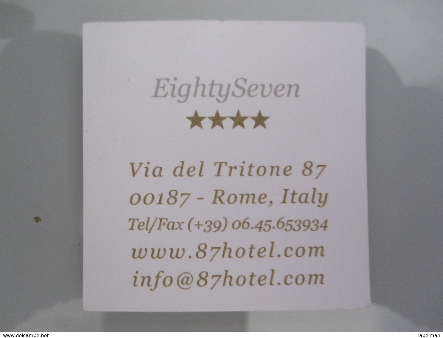 HOTEL ALBERGO PENSION MOTEL PENSIONE EIGHTY SEVEN 87 ROMA ROME ITALY - Etiketten Van Hotels