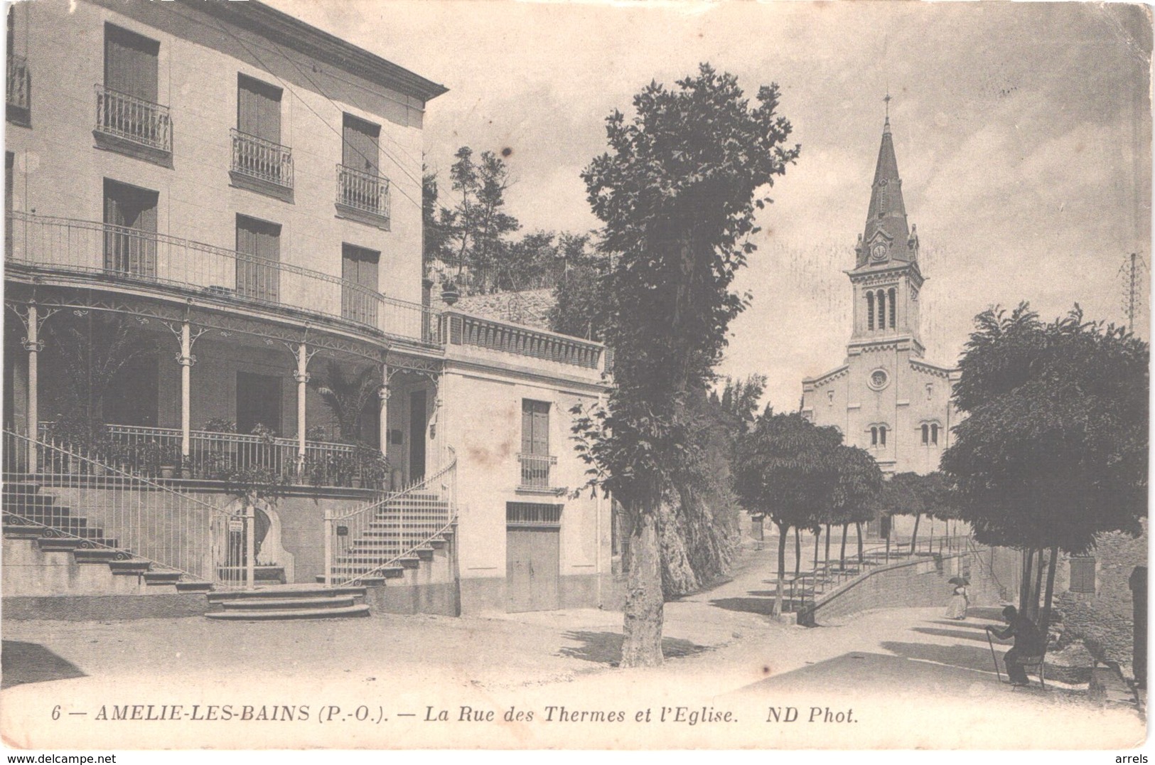 FR66 AMELIE LES BAINS - Nd 6 - La Rue Des Thermes Et L'église - Belle - Autres & Non Classés