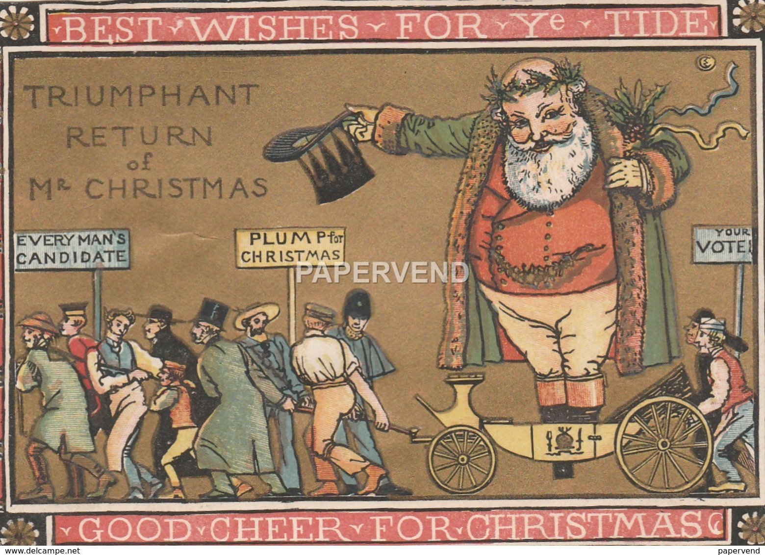 Christmas Card Walter Crane Triumphant Return Of Mr. Christmas  Egc371 - Unclassified