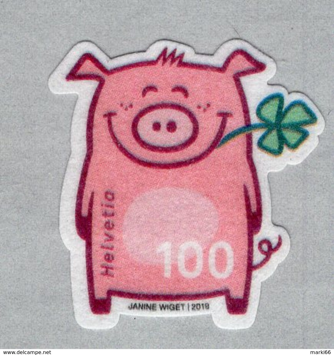 Switzerland - 2019 - Lunar New Year Of The Pig - Mint Self-adhesive Stamp On Flocked Paper - Unused Stamps