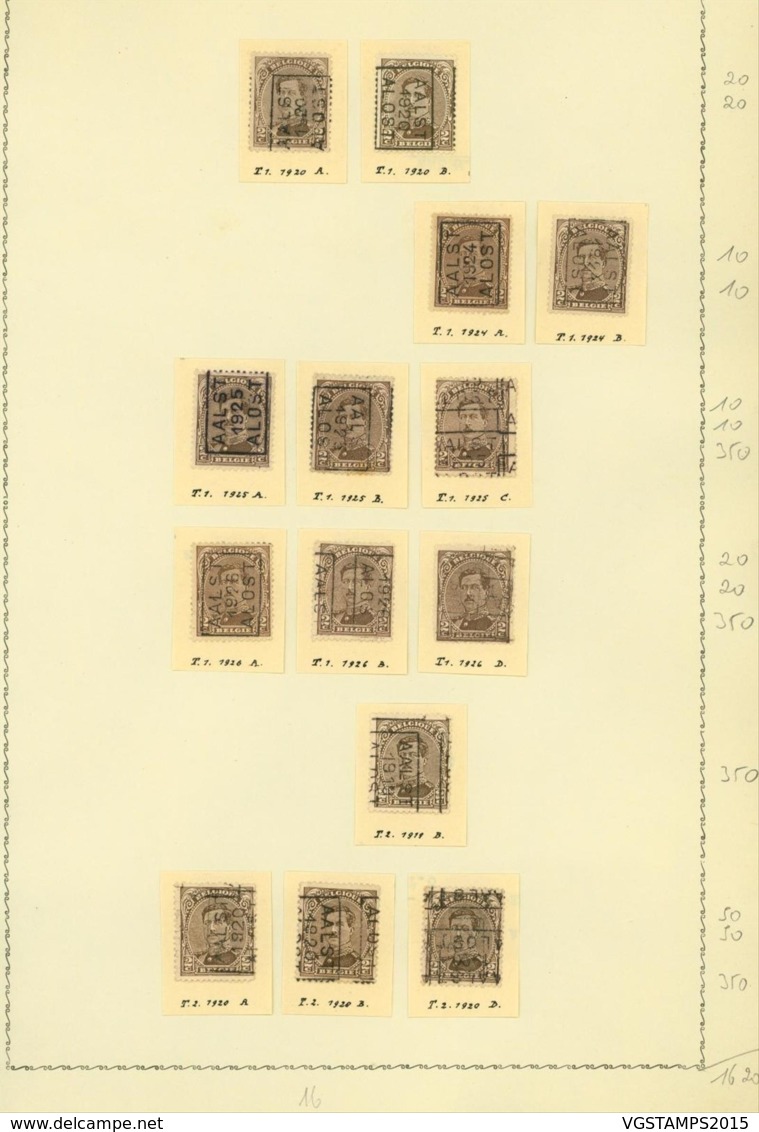 BELGIQUE PREOS ALOST 2C BRUN 1920-1926 POS A,B,C,D VAL CAT 1620 FB MONTE SUR FEUILLE (DD) DC-3106 - Roller Precancels 1920-29