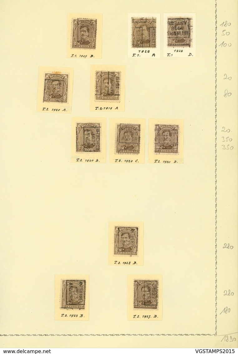 BELGIQUE PREOS ANVERS  2C 1919-1928 POS A,B,C,D VAL CAT 1890 FB MONTE SUR FEUILLE (DD) DC-3112 - Roller Precancels 1920-29