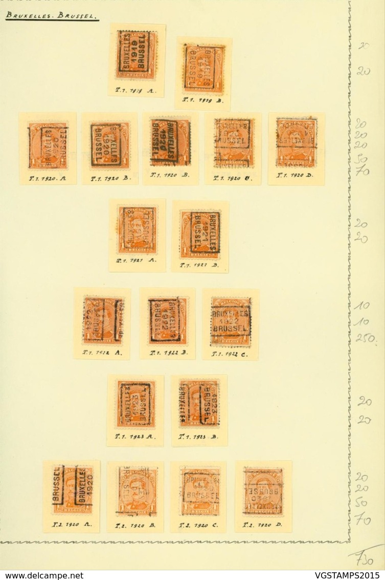 BELGIQUE PREOS BRUSSEL 1C  1918-1923 POS A,B,C,D VAL CAT 730 FB MONTE SUR FEUILLE (DD) DC-3132 - Roller Precancels 1920-29