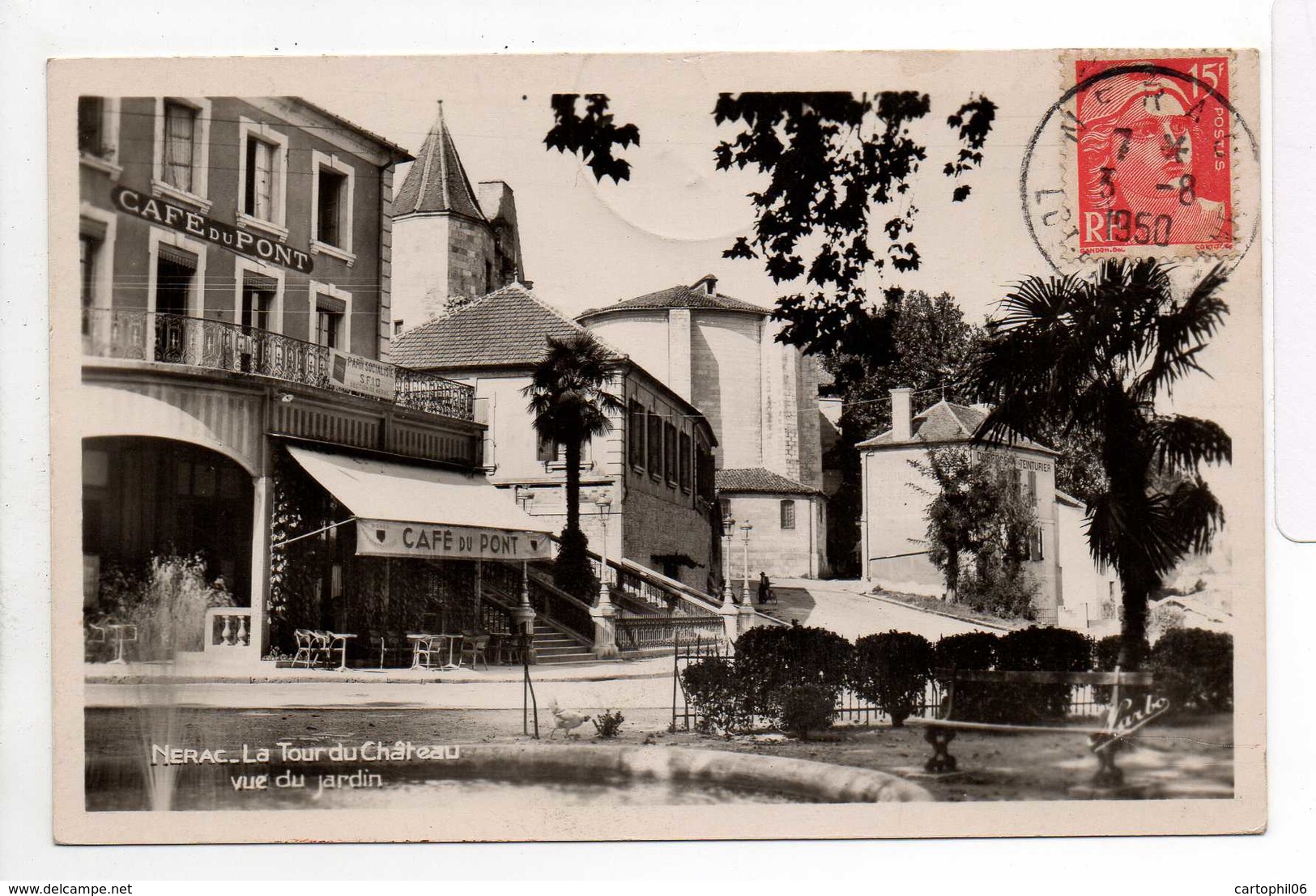 - CPSM NERAC (47) - La Tour Du Château 1950 (CAFE DU PONT) - Editions NARBO - - Nerac