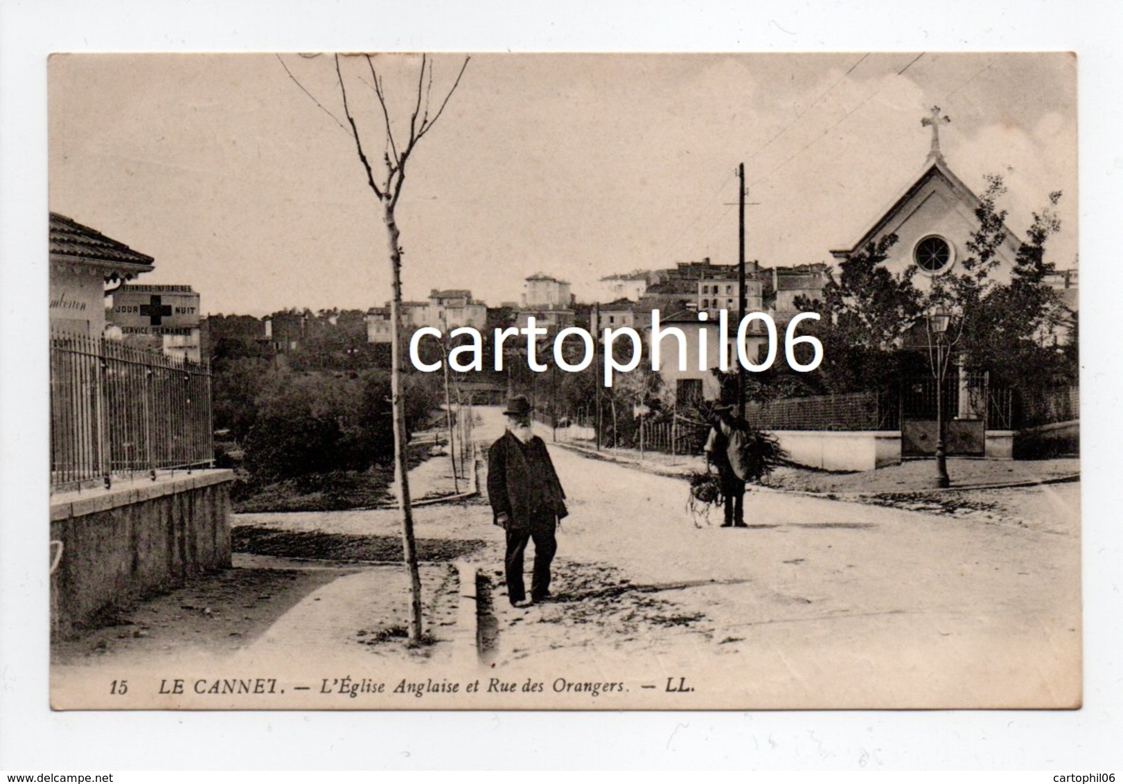 - CPA LE CANNET (06) - L'Eglise Anglaise Et Rue Des Orangers 1912 - Editions Lévy N° 15 - - Le Cannet