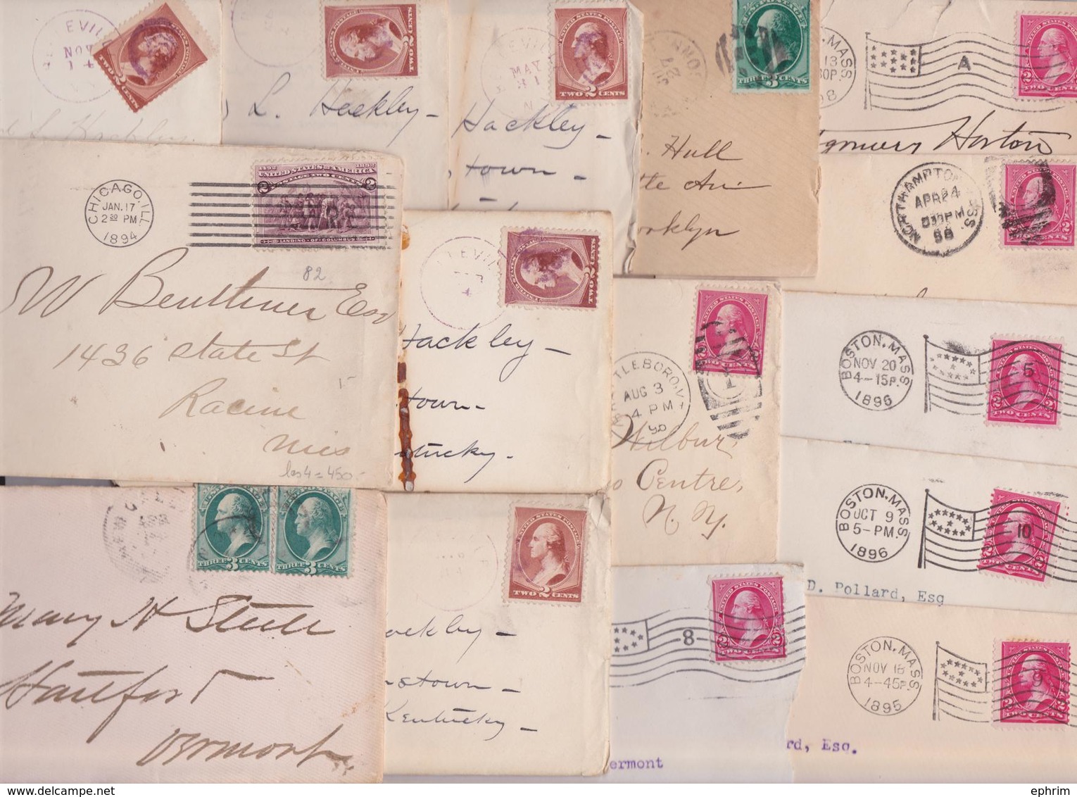 US MAIL XIXe OLD COVERS - LOT OF 70 STAMPED LETTERS UNTIL 1900 - USA STAMPS COVER - Lettres & Documents