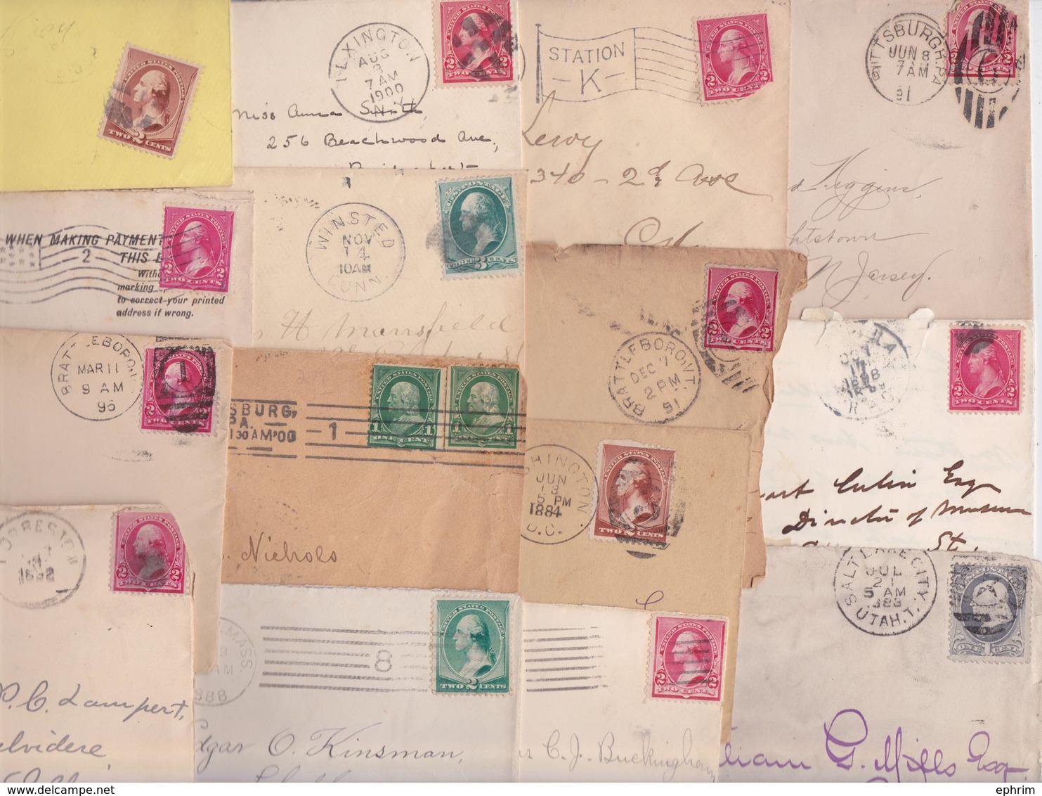 US MAIL XIXe OLD COVERS - LOT OF 70 STAMPED LETTERS UNTIL 1900 - USA STAMPS COVER - Cartas & Documentos