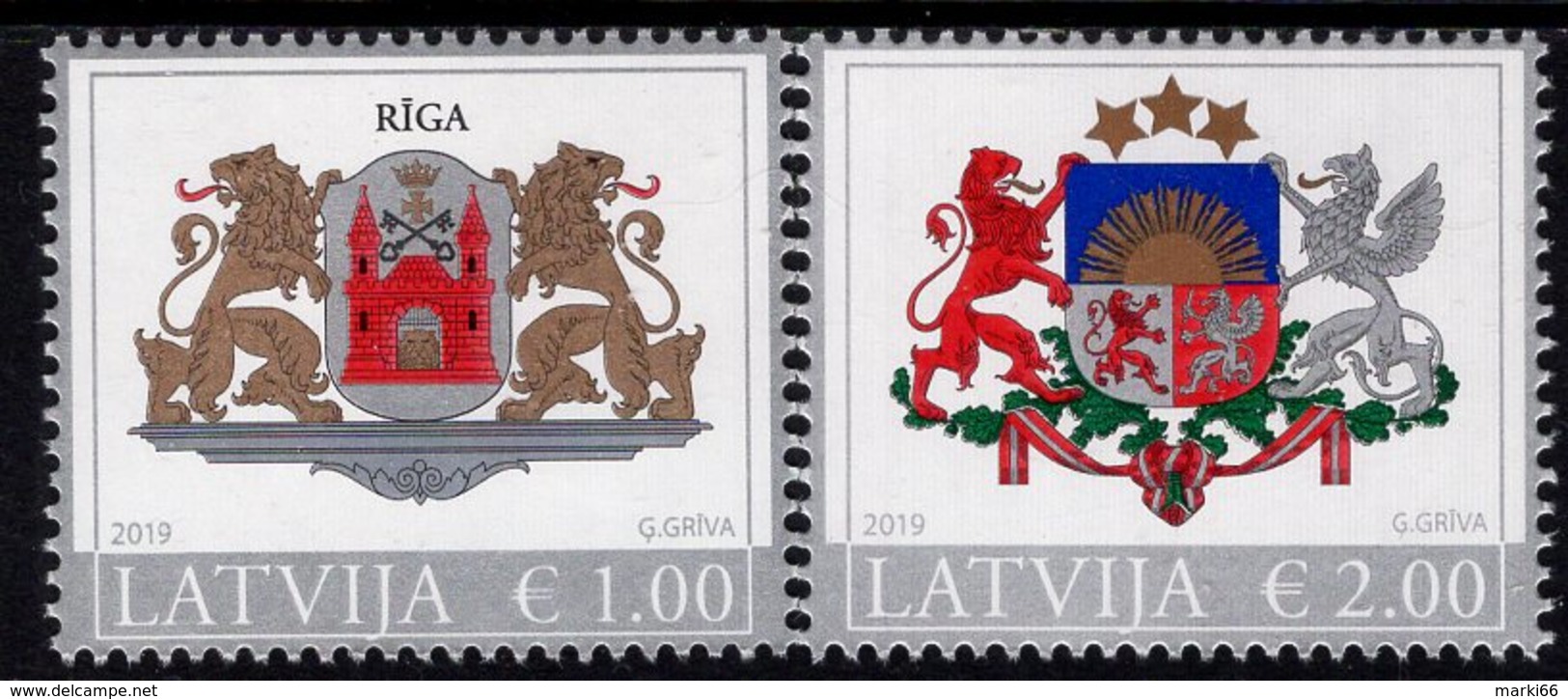 Latvia - 2019 - Coats Of Arms - Riga - Mint Definitive Stamp Set - Letonia