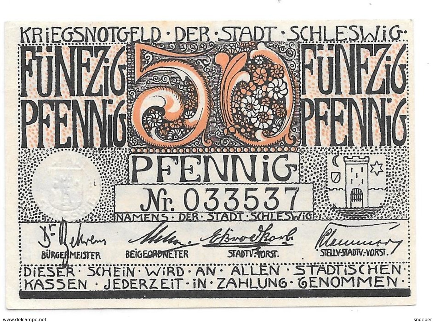 **notgeld   Schleswig 50 Pfennig  S33.7 - [11] Emisiones Locales