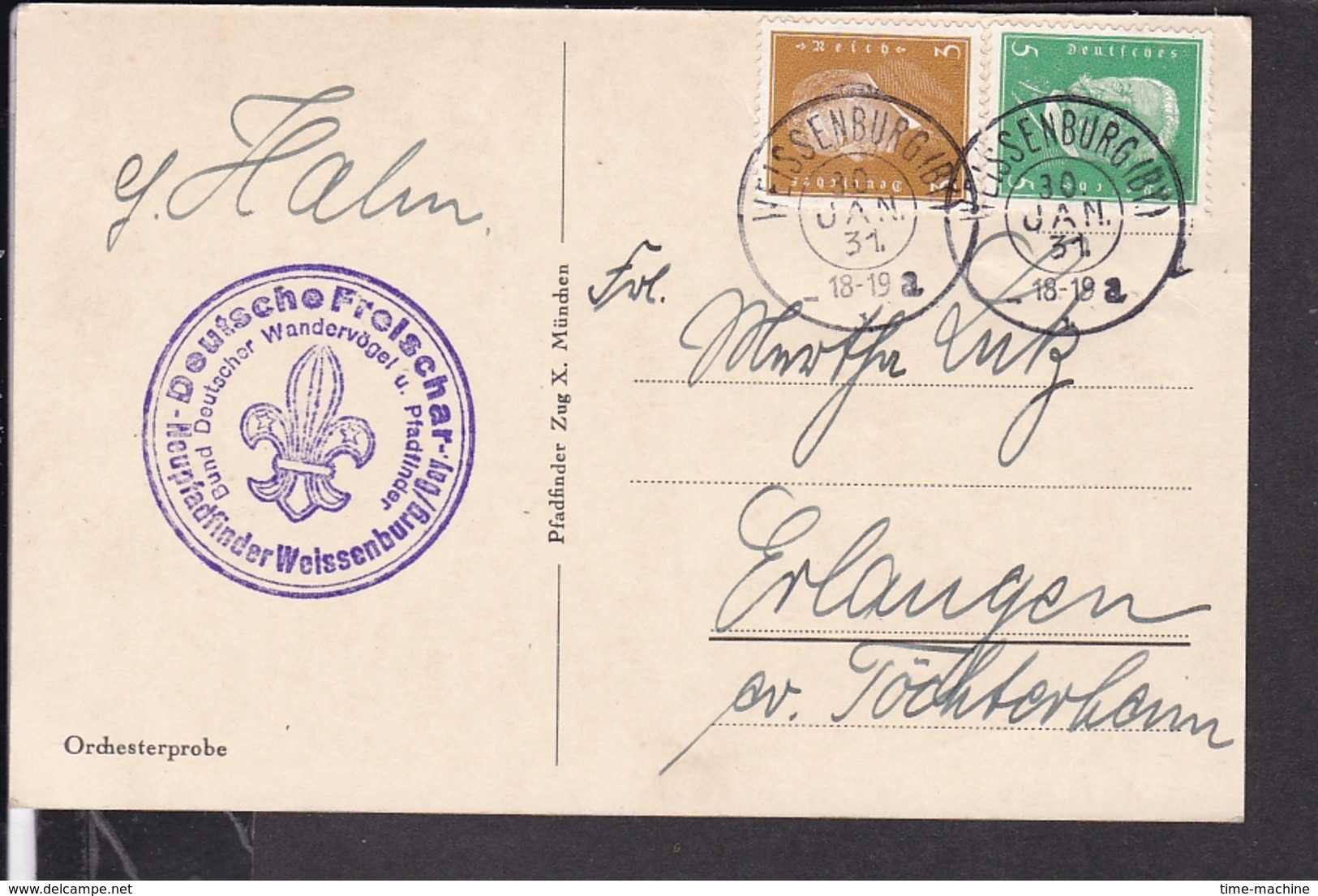 Postkarte Pfadfinder / Wandervögel ( Zug München ) Weissenburg Bayern  1931 - Pfadfinder-Bewegung