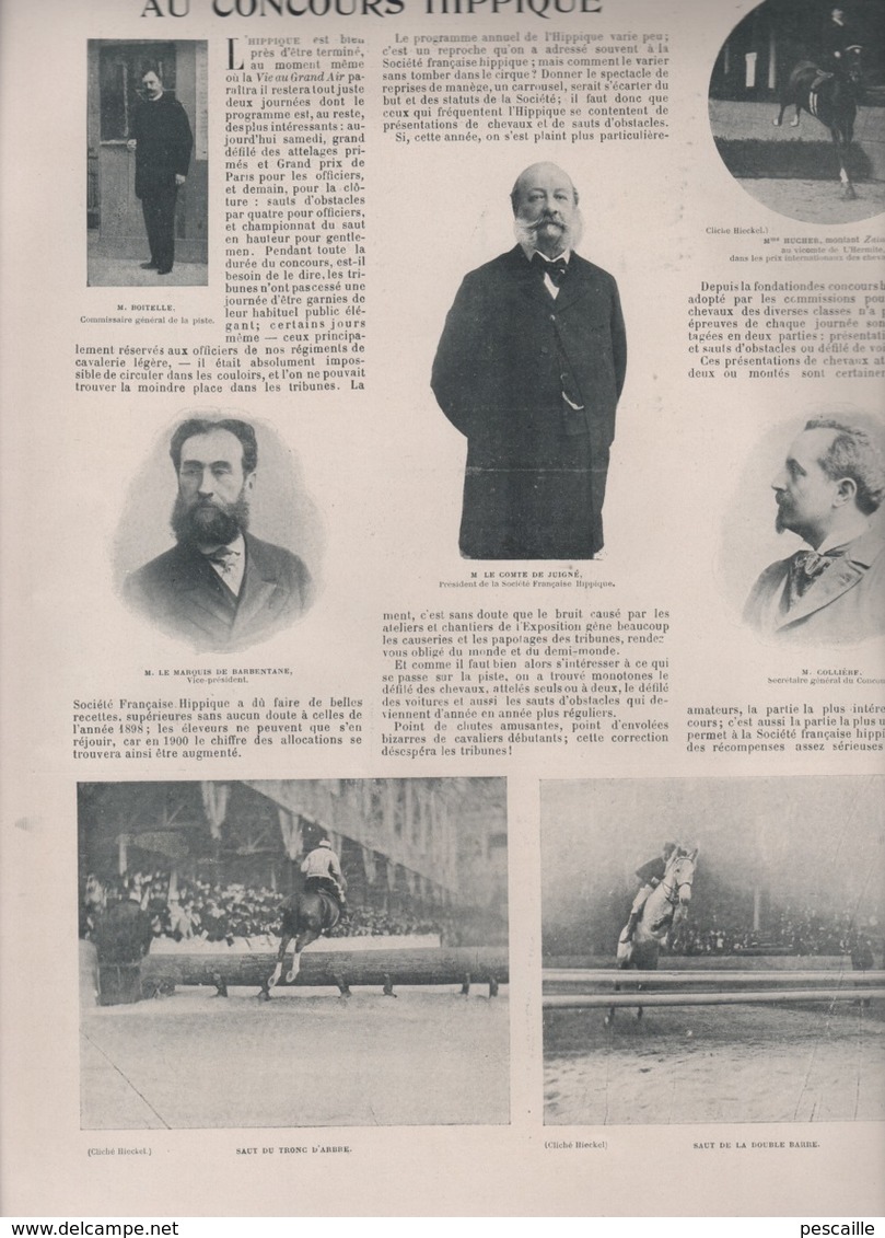 LA VIE AU GRAND AIR 15 04 1899 - HOCKEY SUR GAZON - CONCOURS HIPPIQUE - COURSE PARIS ROUBAIX - NICE REGATES VOILE AVIRON - Revistas - Antes 1900