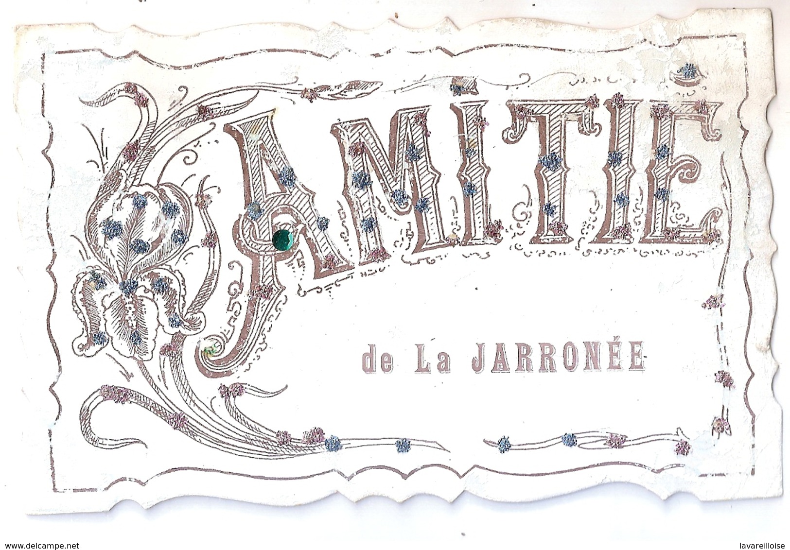 CPA 89 LA JARRONEE AMITIES DE LA JARRONEE CPA DENTELEE PAILLETTEE  RARE BELLE CARTE !! - Andere & Zonder Classificatie