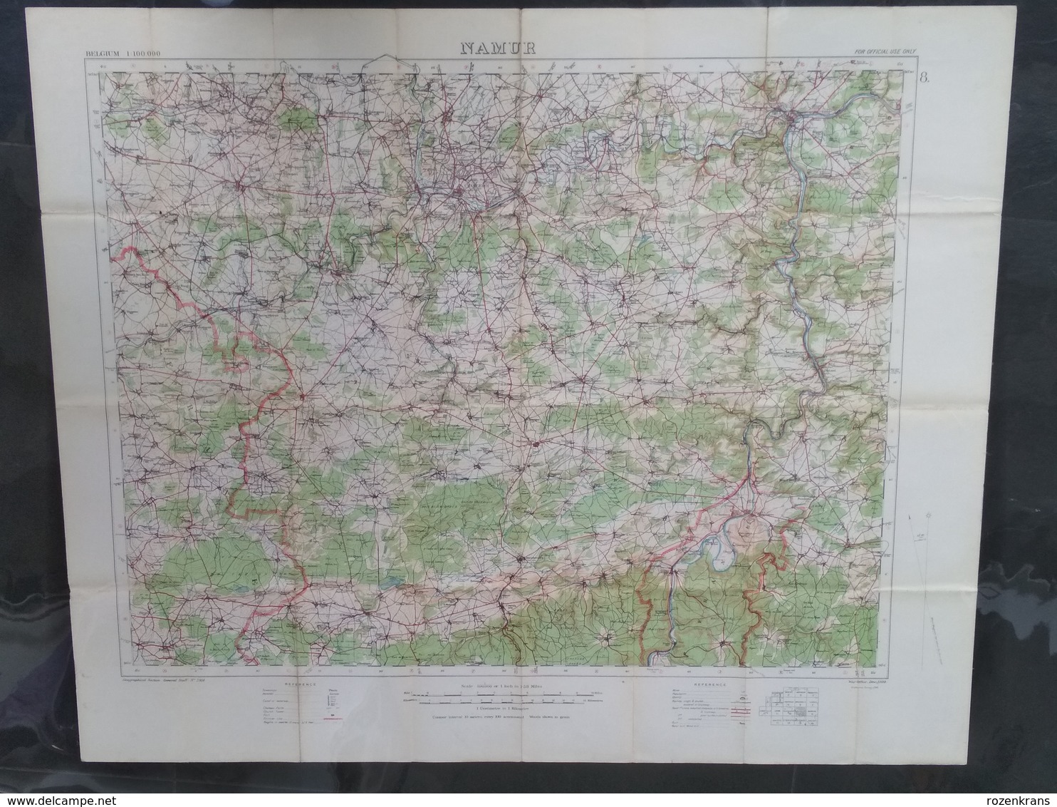 Topografische En Militaire Kaart STAFKAART 1916 UK War Office WW1 WWI Charleroi Namur Dinant Givet Chatelet - Carte Topografiche