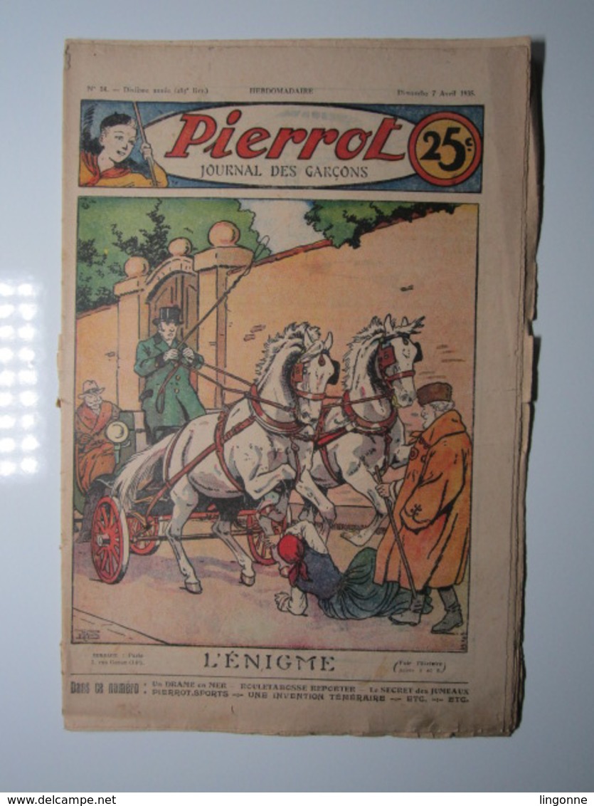 07 Avril 1935 PIERROT JOURNAL DES GARÇONS 25Cts - Pierrot