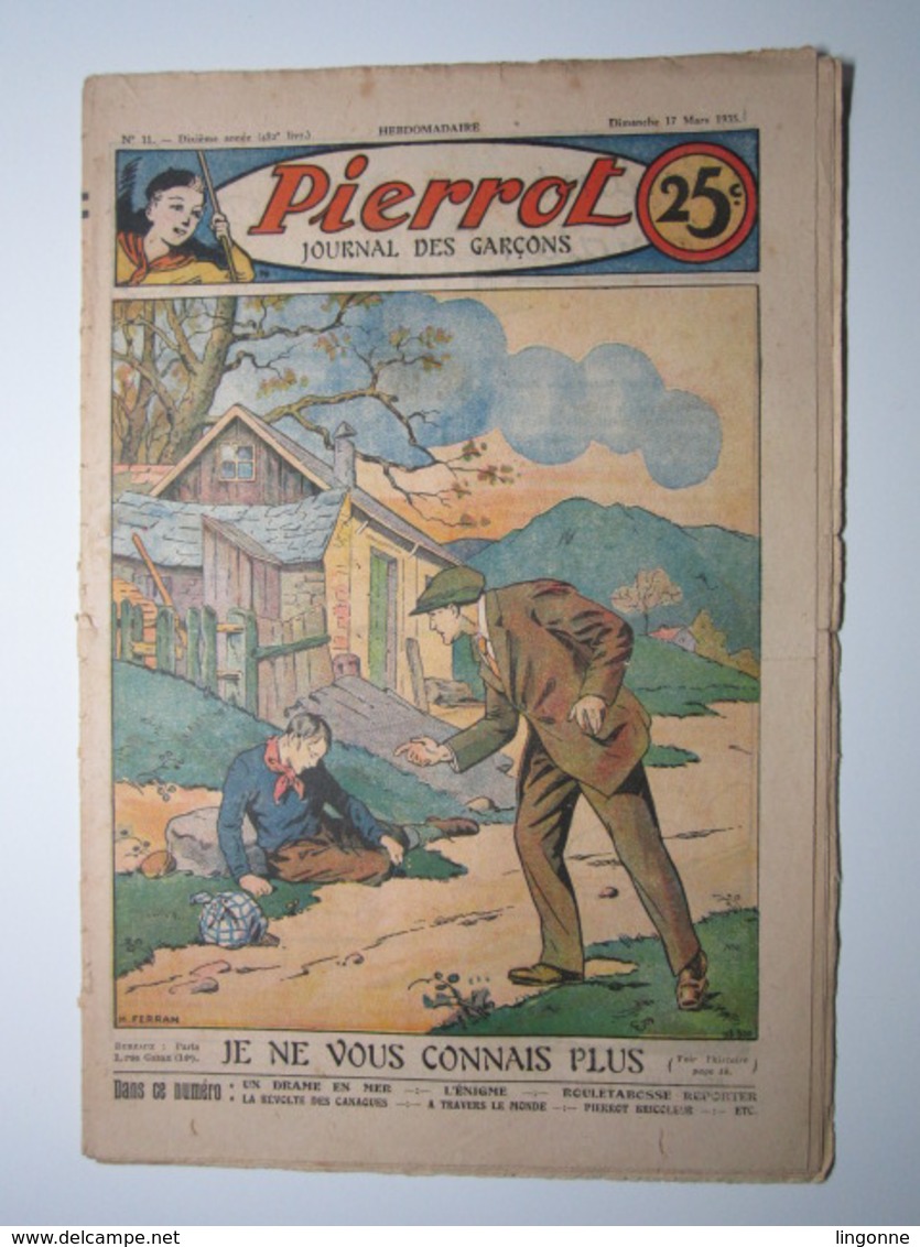 17 Mars 1935 PIERROT JOURNAL DES GARÇONS 25Cts - Pierrot