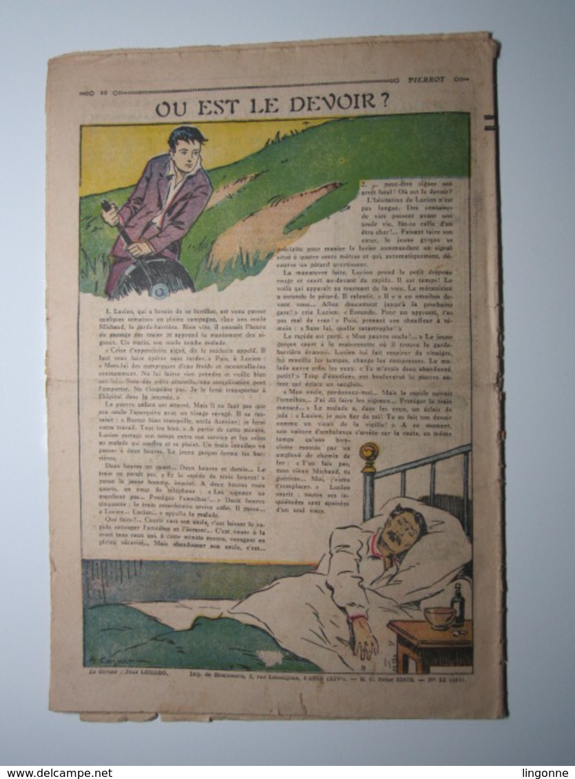 31 Mars 1935 PIERROT JOURNAL DES GARÇONS 25Cts - Pierrot