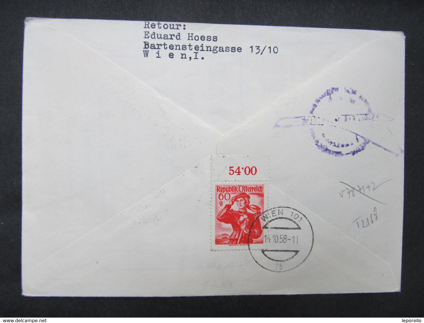 BRIEF Luftpost Wien - Warszawa 1958 AUA // D*38205 - Briefe U. Dokumente
