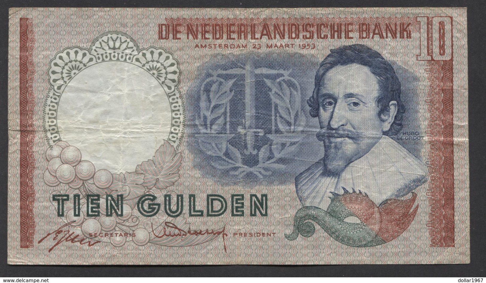 Netherlands 10 Gulden, 23-3-1953  -  ACF 072173 - See The 2 Scans For Condition.(Originalscan ) - 10 Gulden