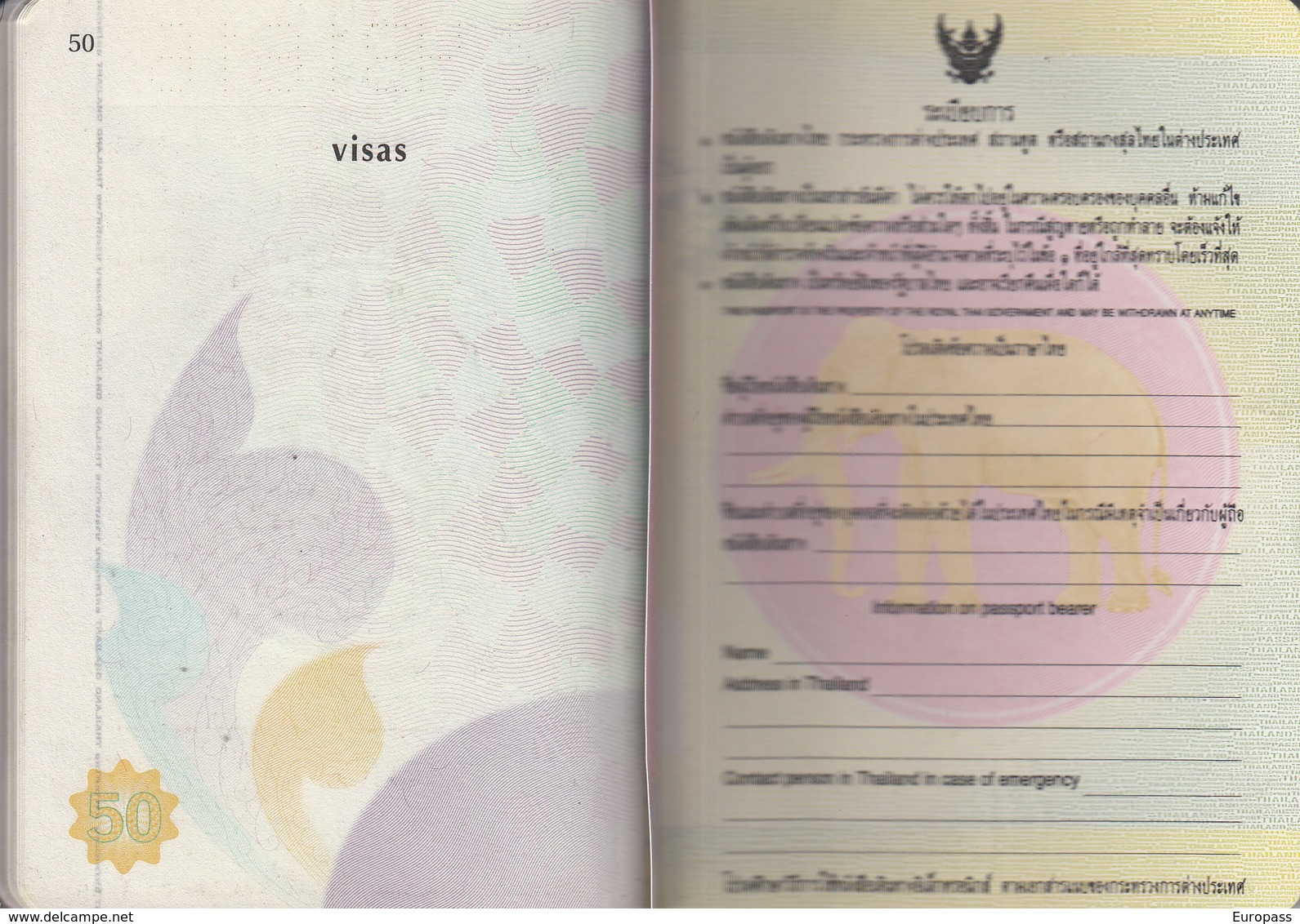 Passport. Passeport, Reisepass, Paspoort Thailand 2012