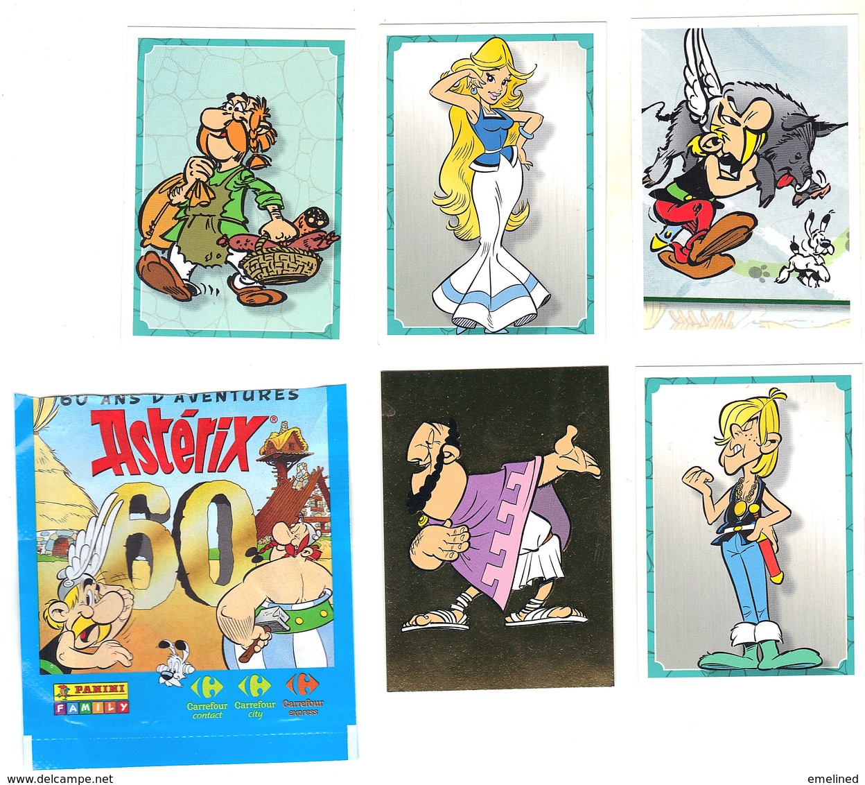 Autocollant Vignette Panini Carrefour Lot De 5 # 6-7-20-22-46  60 Ans D'aventures Astérix - French Edition