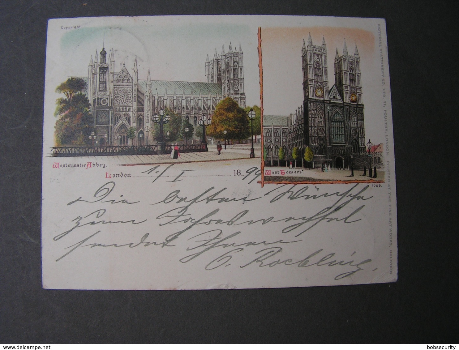 London Karte Nach Lichterhausen 1899 - Westminster Abbey