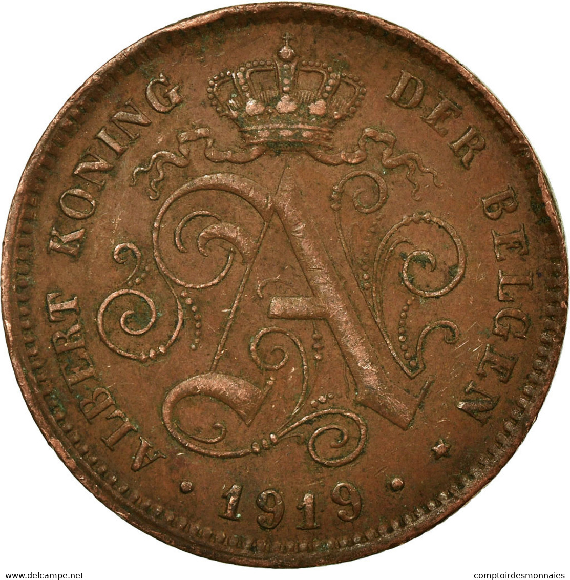 Monnaie, Belgique, Albert I, 2 Centimes, 1919, TB+, Cuivre, KM:65 - 2 Centimes
