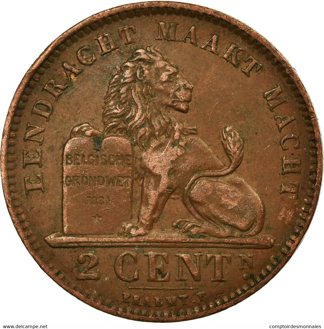 Monnaie, Belgique, Albert I, 2 Centimes, 1919, TB+, Cuivre, KM:65 - 2 Cents