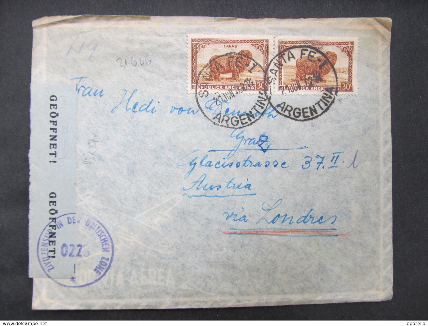 BRIEF Argentina - Graz 1962 Zensur  // D*38221 - Briefe U. Dokumente