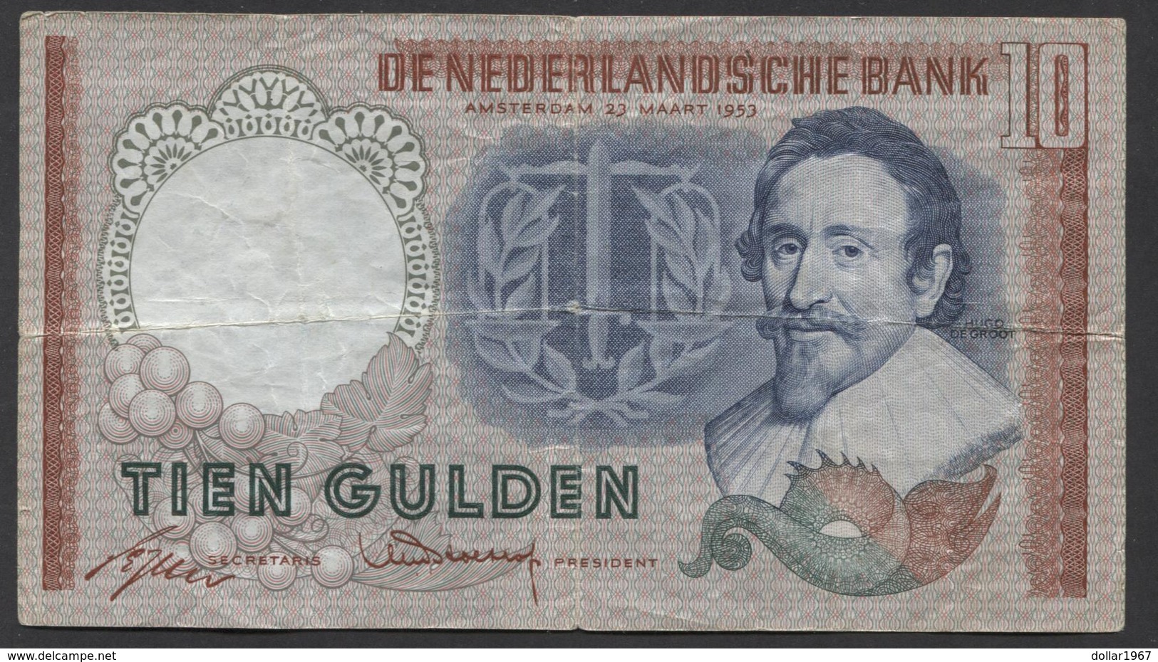 Netherlands 10 Gulden, 23-3-1953   Replacement  CZP 105449 - See The 2 Scans For Condition.(Originalscan ) - 10 Florín Holandés (gulden)