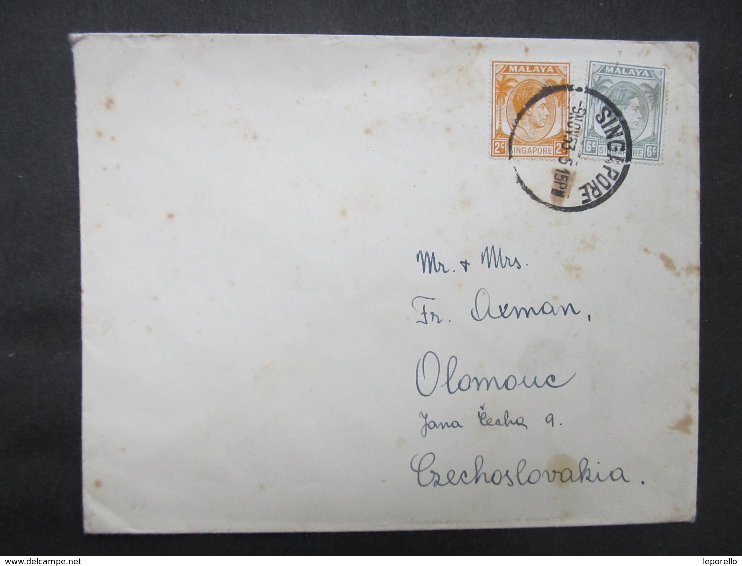 BRIEF Malaya - Singapore - Olomouc 1953 // D*38223 - Malaya (British Military Administration)