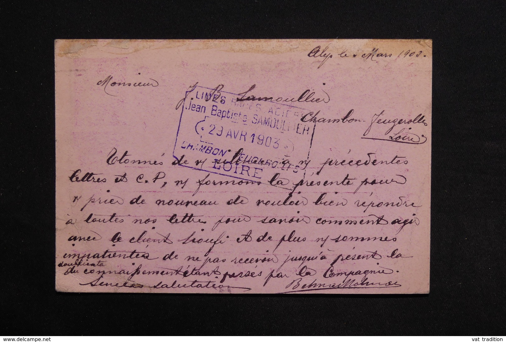 TURQUIE - Entier Postal De Alep Pour La France En 1903 - L 29024 - Lettres & Documents