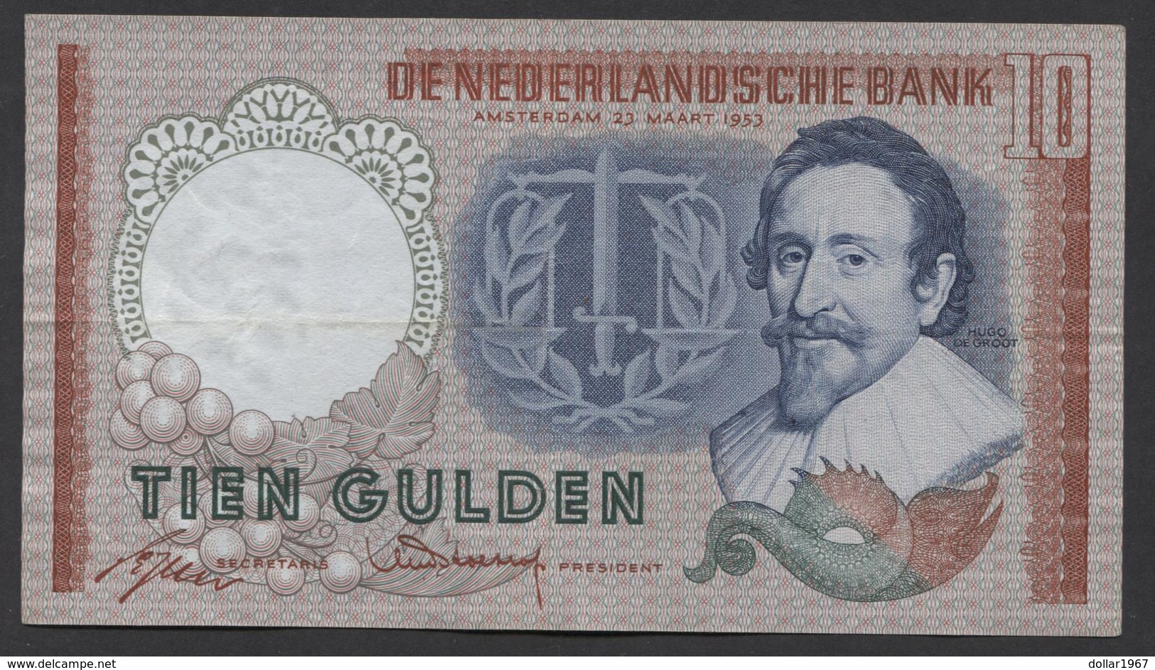 Netherlands 10 Gulden, 23-3-1953   Replacement  CJT 103090 - See The 2 Scans For Condition.(Originalscan ) - 10 Gulden