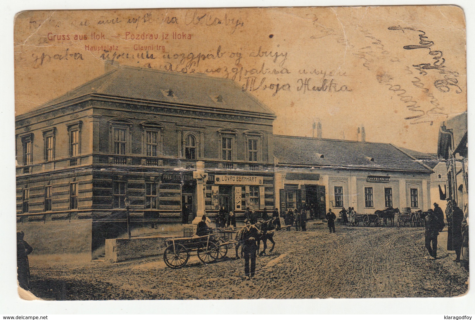 Ilok Glavni Trg Hauptplatz Old Postcard Travelled 1908 B190501 - Croatia