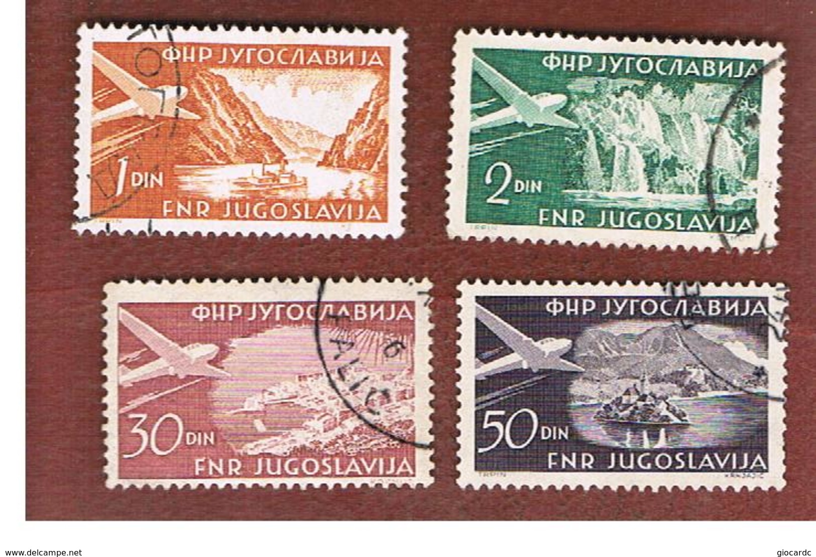 JUGOSLAVIA (YUGOSLAVIA)   - SG 675.682  -    1951   AIRPLANE OVER LANDSCAPES -   USED - Usati