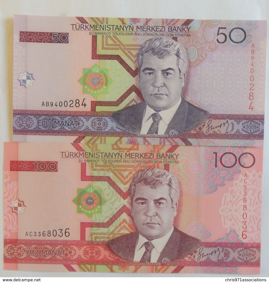 Lot De Deux Billets Du Turkménistan 50 Et 100 Manat 2005 Pick 17 Et 18 Neuf/UNC - Turkménistan