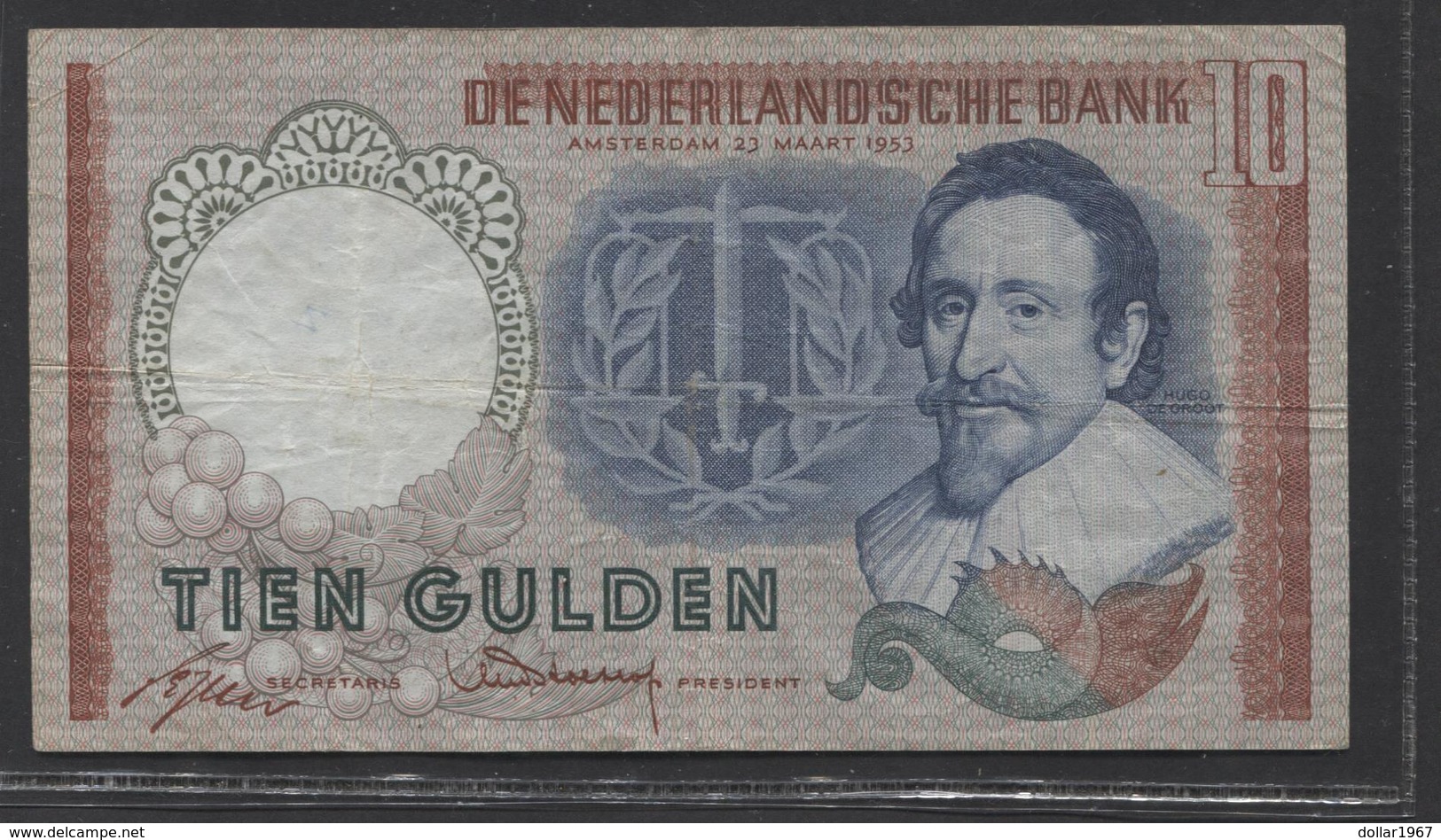 Netherlands 10 Gulden, 23-3-1953   Replacement  BMB 100096 - See The 2 Scans For Condition.(Originalscan ) - 10 Gulden