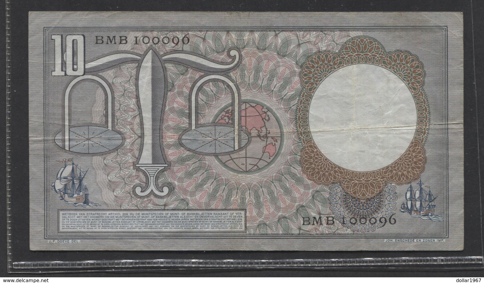 Netherlands 10 Gulden, 23-3-1953   Replacement  BMB 100096 - See The 2 Scans For Condition.(Originalscan ) - 10 Florín Holandés (gulden)