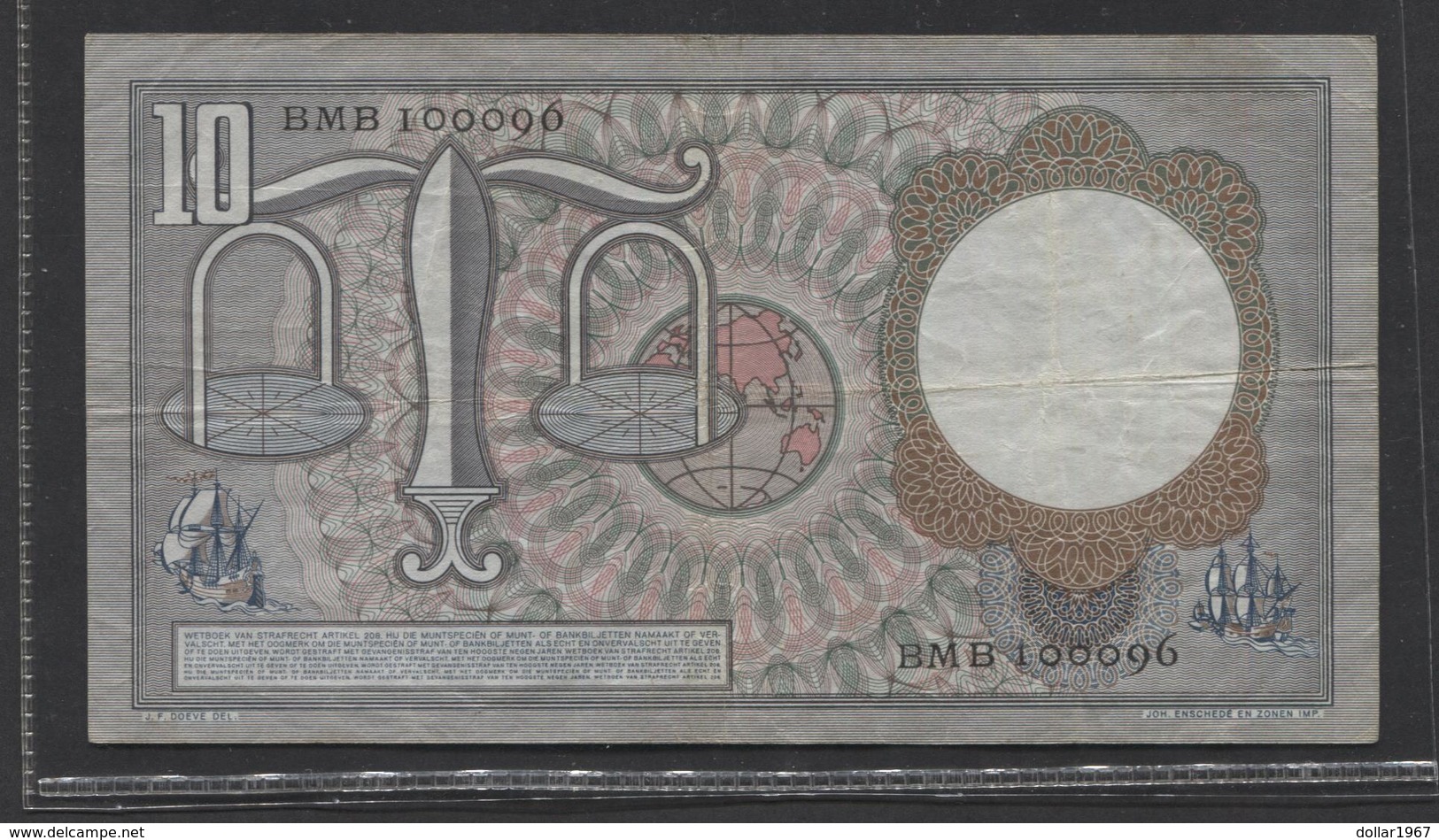 Netherlands 10 Gulden, 23-3-1953   Replacement  BMB 100096 - See The 2 Scans For Condition.(Originalscan ) - 10 Gulden