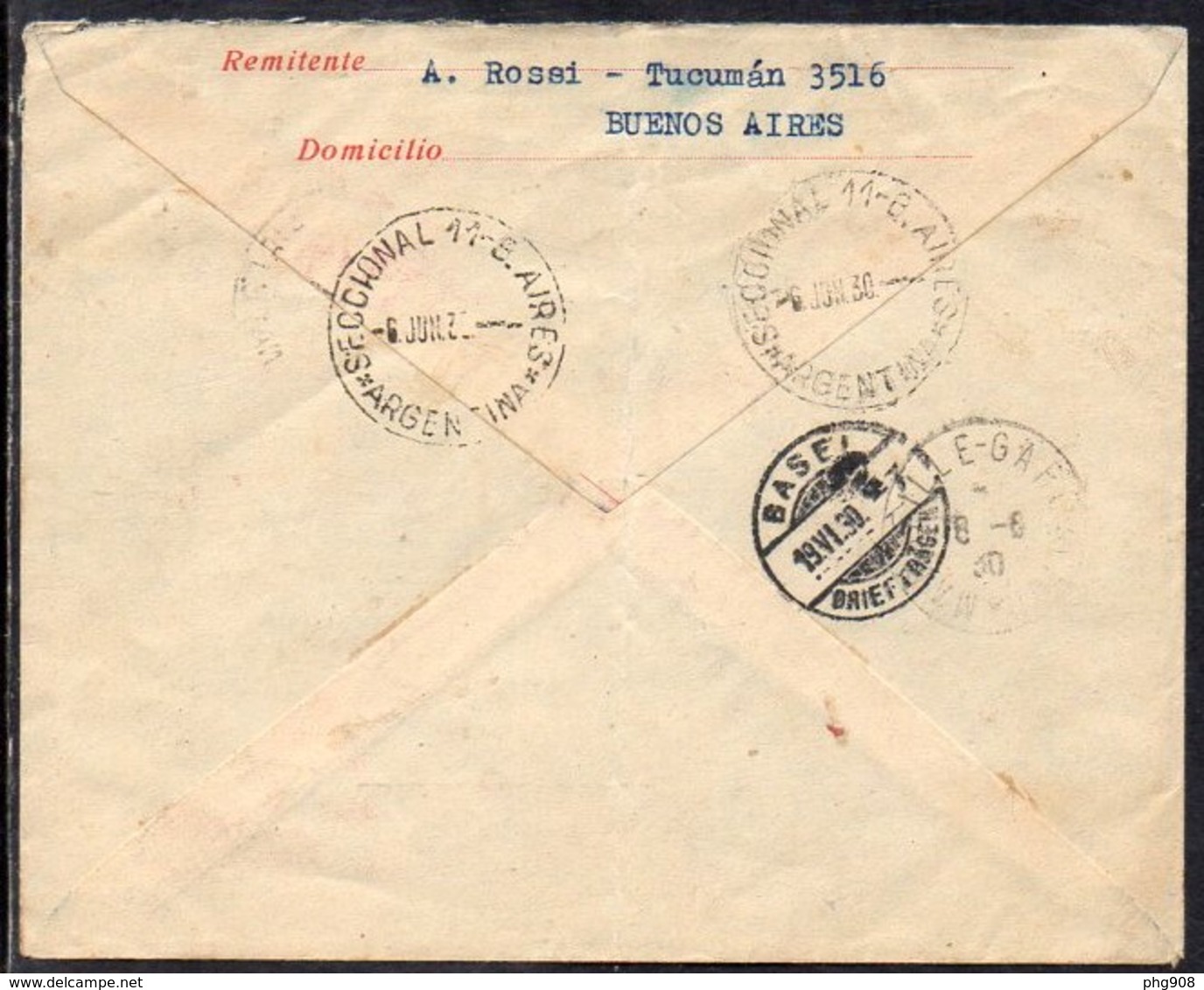 Argentina To Switzerland (Basel), 1930, Registered Cover Via Air Mail - Poste Aérienne