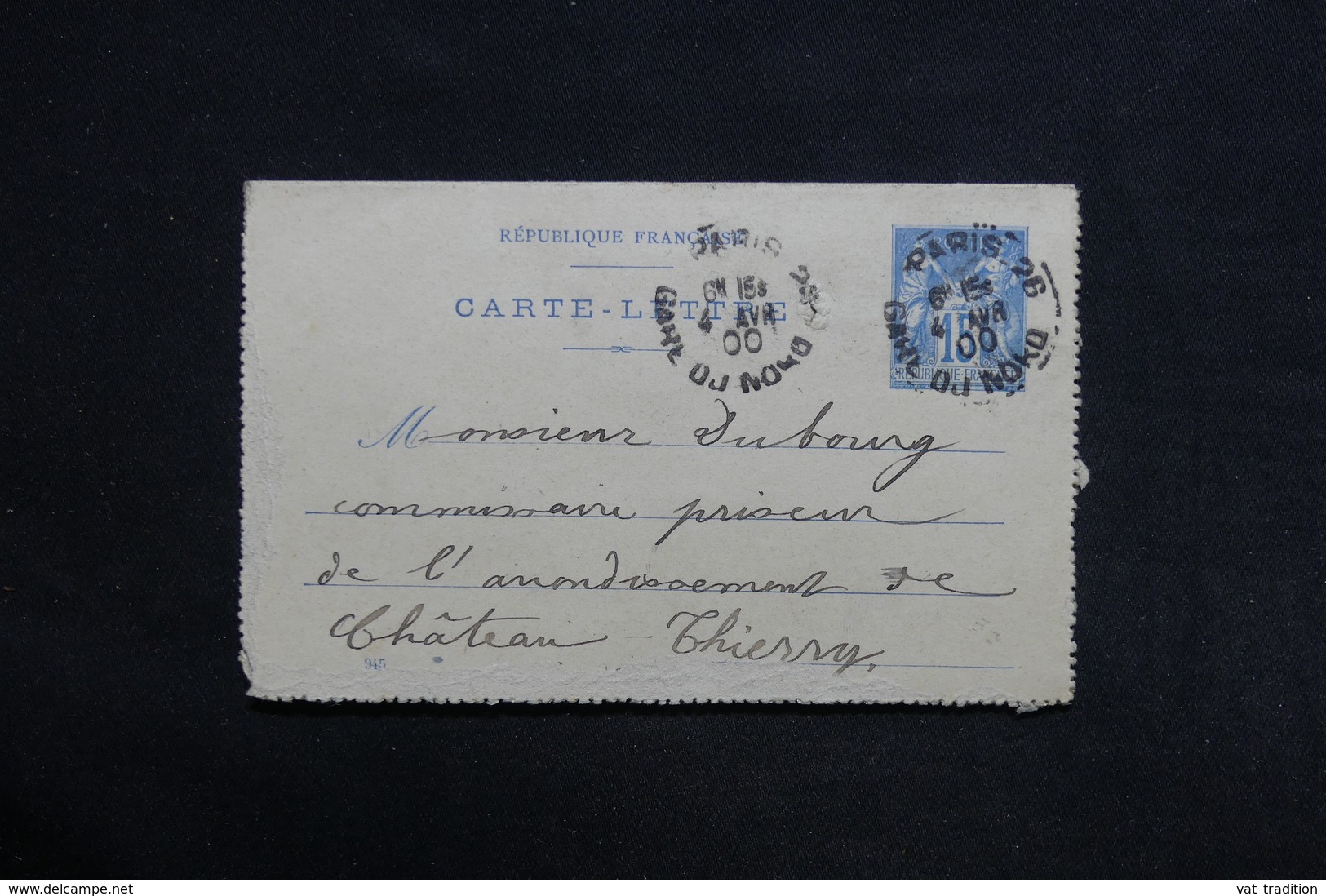 FRANCE - Carte Lettre De Paris Pour Château Thierry En 1900- L 29033 - Cartes-lettres