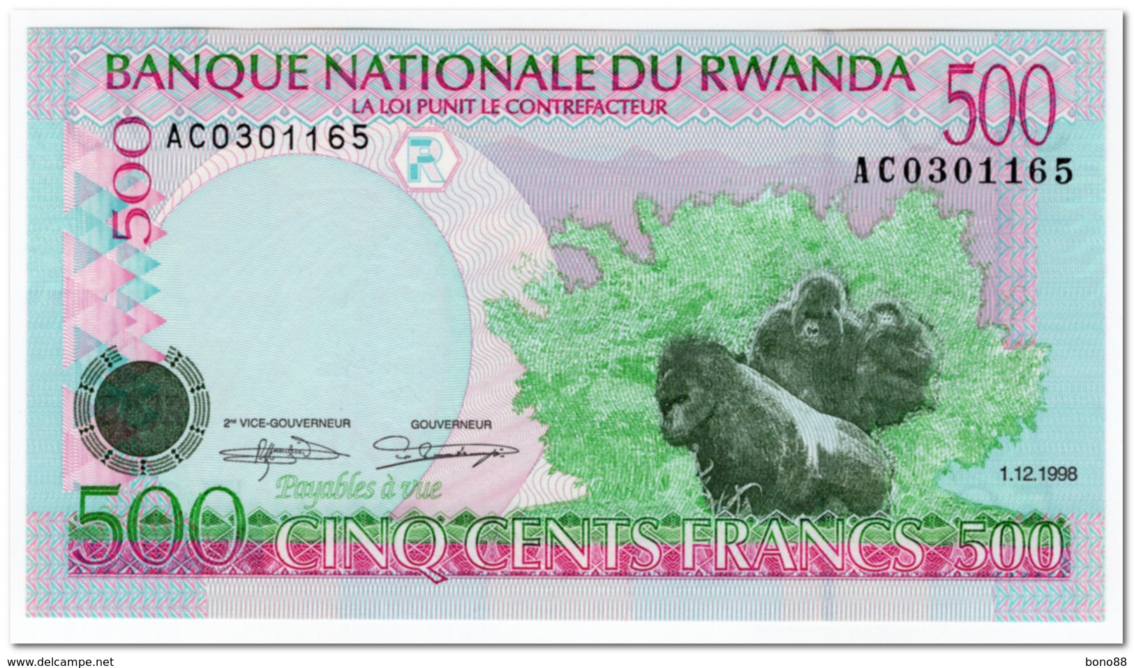 RWANDA,500 FRANCS,1998,P.26,UNC - Rwanda