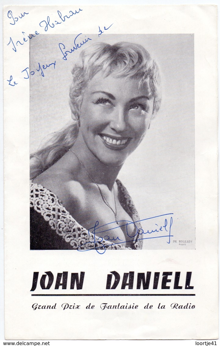 Handtekening Autographe - Joan Daniell - Vedette Music Hall - Théatre - Autres & Non Classés