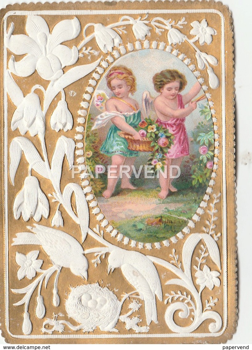 Christmas Card  Two Angels Picking Flowers Egc385 - Sin Clasificación