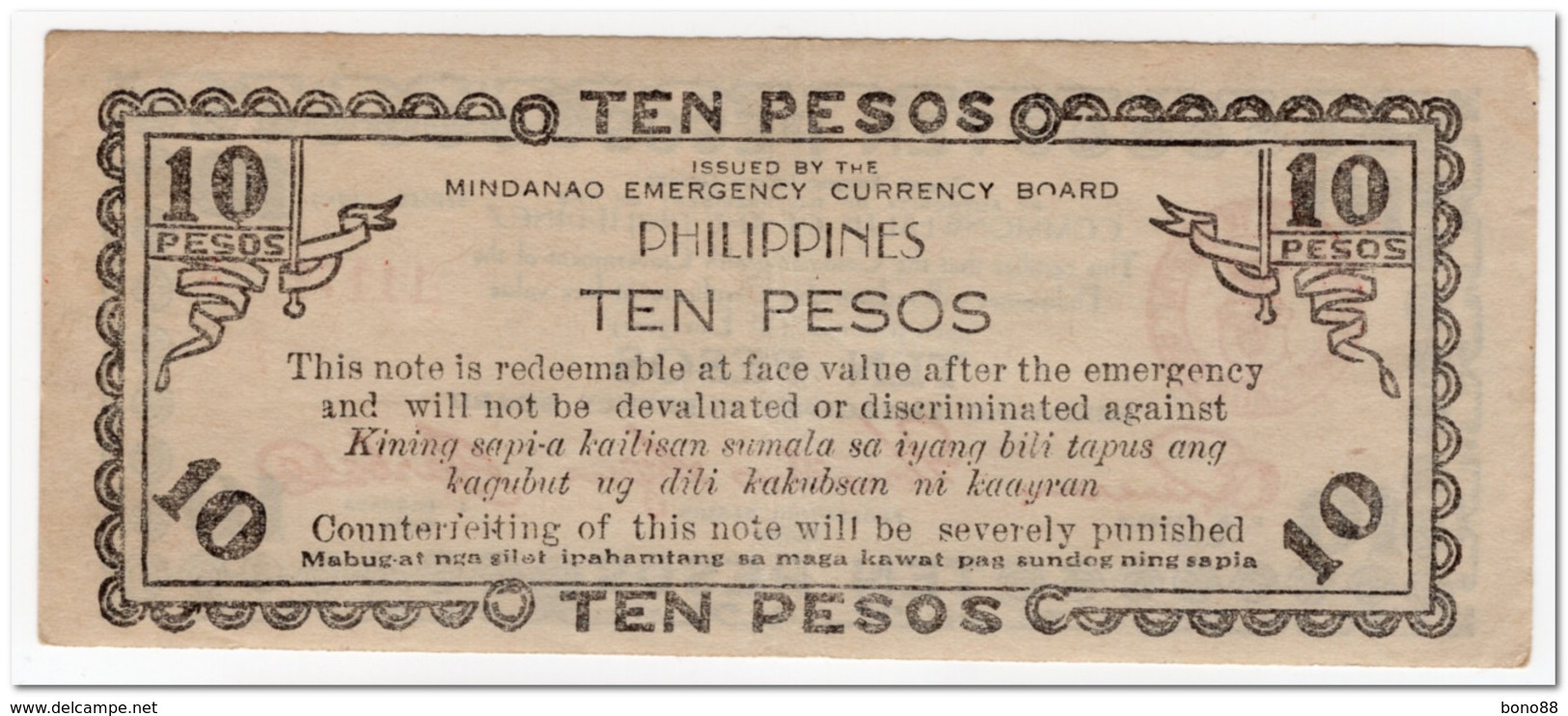 PHILIPPINES,EMERGENCY ISSUE,10 PESOS,1944,XF - Filippijnen