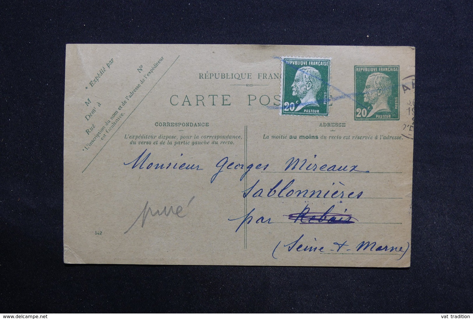 FRANCE - Entier Postal Commerciale + Complément De Paris ( Repiquage Au Verso ) Pour Rebais En 1926 - L 29041 - Cartes Postales Types Et TSC (avant 1995)