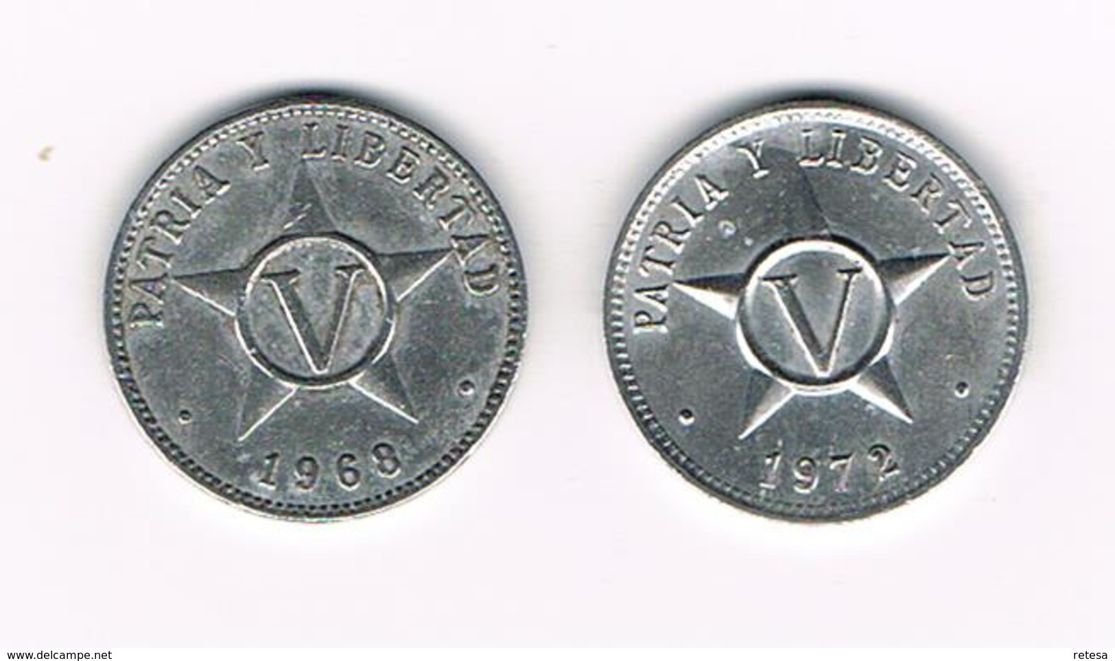 ) CUBA  2 X V CENTAVOS   1968/1972 - Cuba