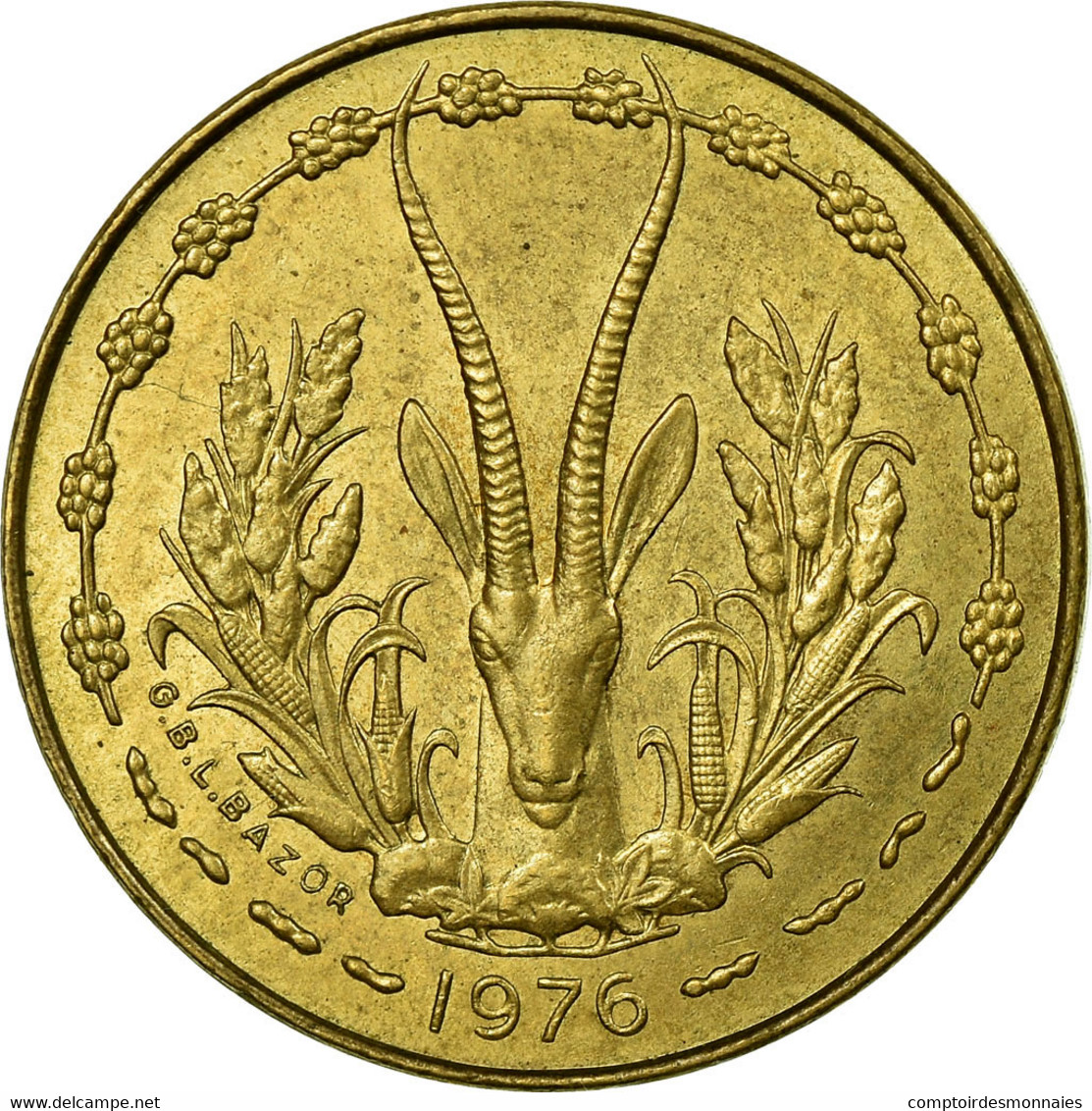 Monnaie, West African States, 5 Francs, 1976, Paris, TTB+ - Elfenbeinküste