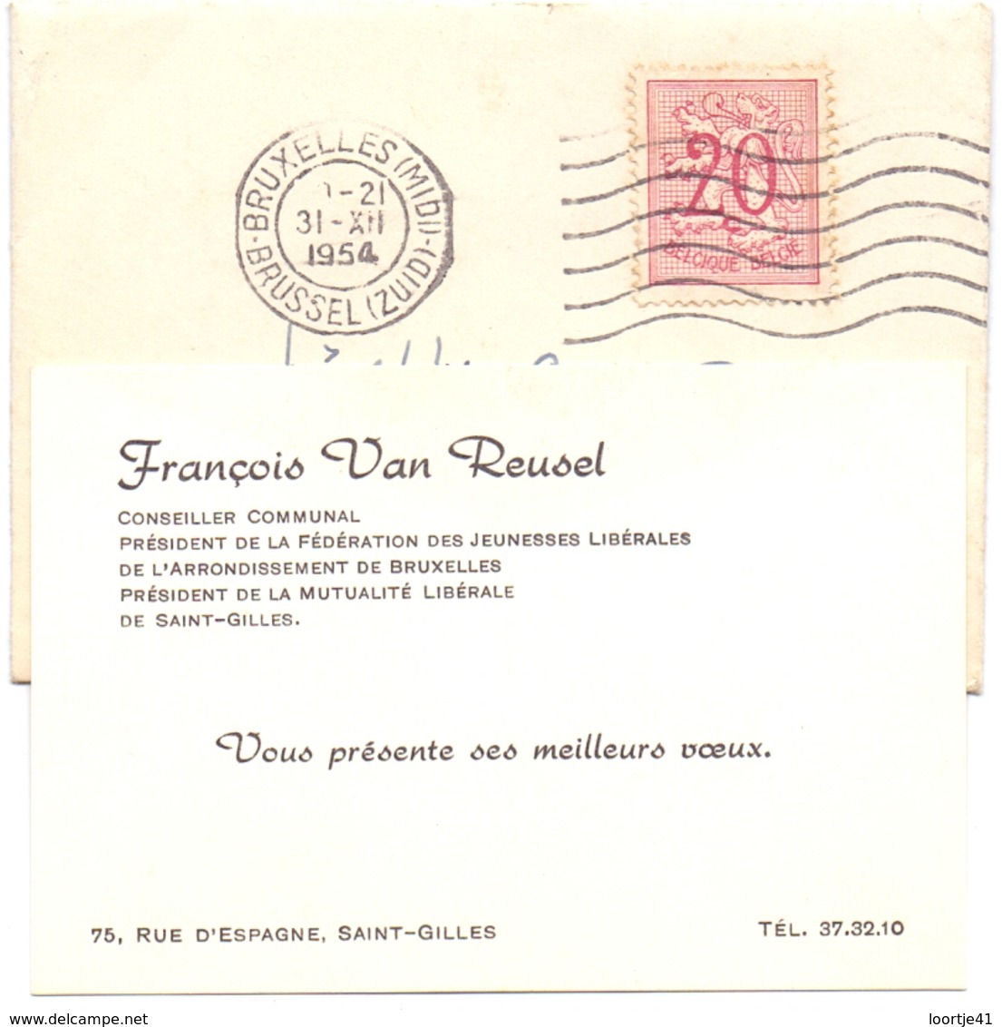 Visitekaartje - Carte Visite + Enveloppe - François Van Reusel - Saint Gilles - Cartes De Visite